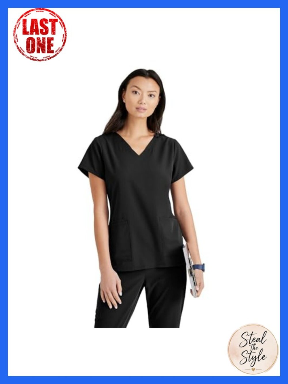 Womens Scrub Top 4 Pocket V Neck Stretch Medical Uniform